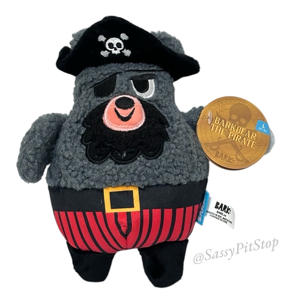 BARK Super Chewer Barkbear the Pirate Crinkle Squeak Dog Toy